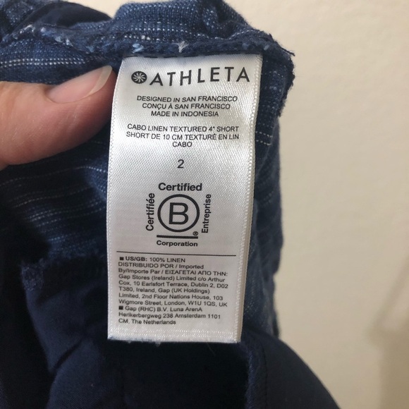 Athleta Cabo Linen Textured 4" Shorts in Blue - Size 2 - Picture 6 of 7